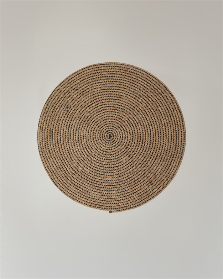 Circle Art Dekoratif Jüt Kilim 90 cm Natural-Siyah