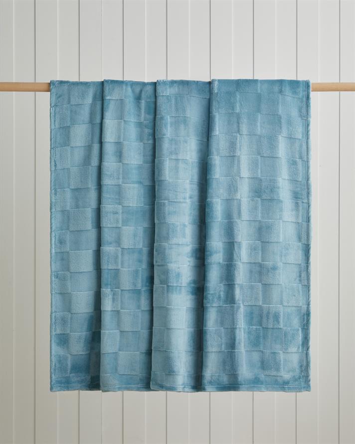 Classic Check Jakarlı Supersoft Tek Kişilik Battaniye 150x200 cm Mavi