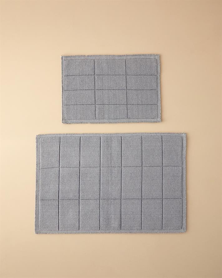 Classy Diamond Pamuk Polyester Banyo Paspası Seti Gri