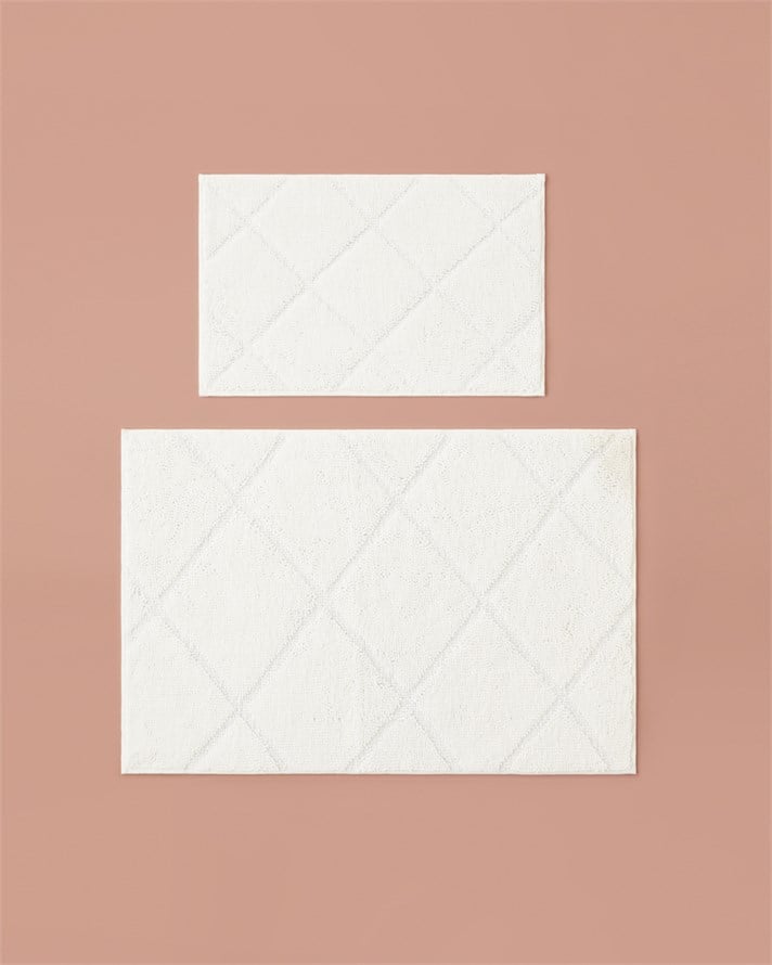 CleanGrid Kaydırmaz Taban Banyo Paspası Seti 60x90 + 40x60 cm Ekru