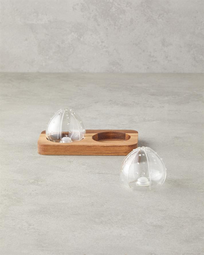 Clementine Borosilikat-Akasya 2li Tuzluk - Biberlik 5,5x5 cm Şeffaf