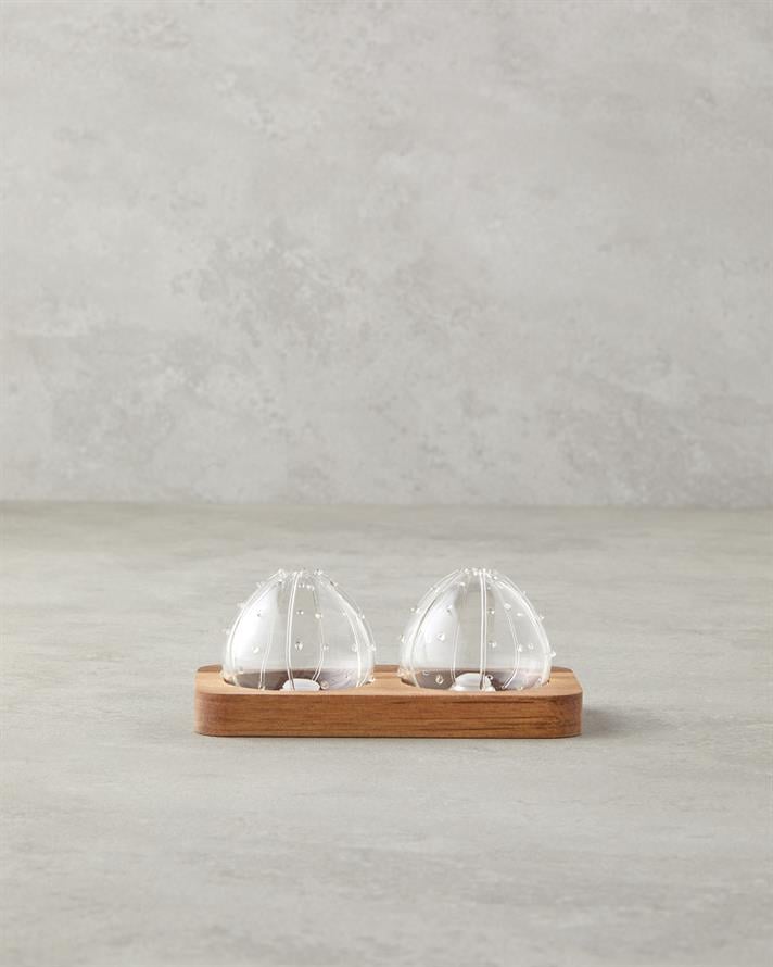 Clementine Borosilikat-Akasya 2li Tuzluk - Biberlik 5,5x5 cm Şeffaf