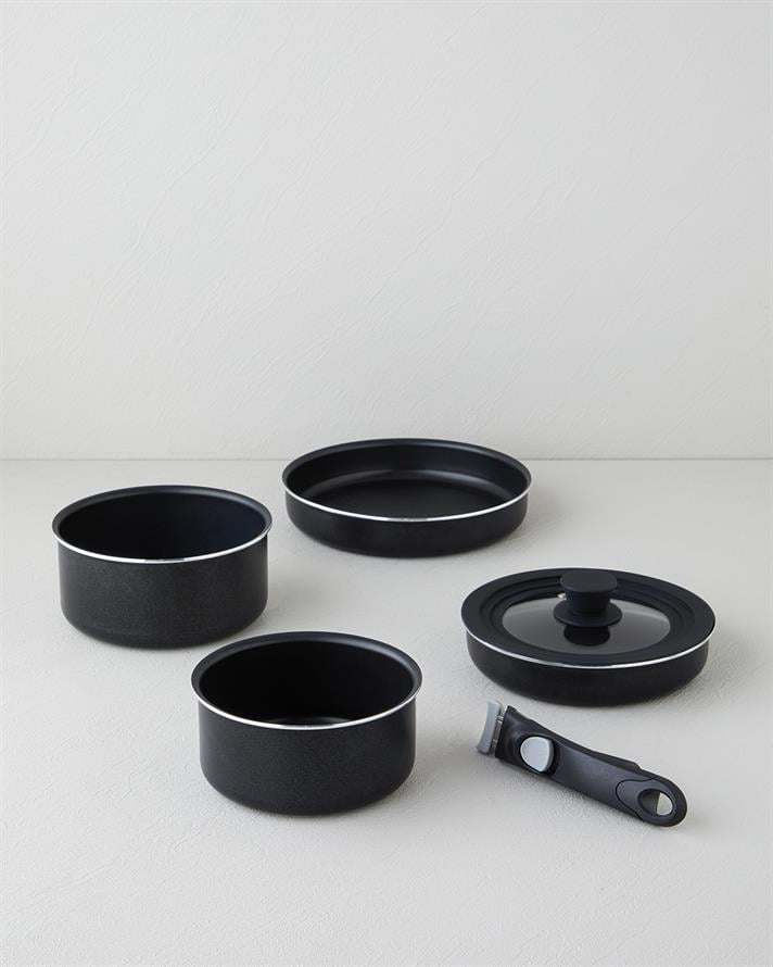 ClickEase 6 Parça Premium Tencere ve Tava Seti Siyah