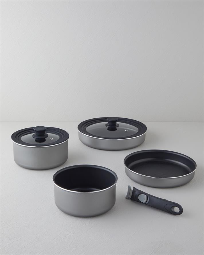 ClickEase 6 Parça Premium Tencere Seti 20-24-26 cm Gri
