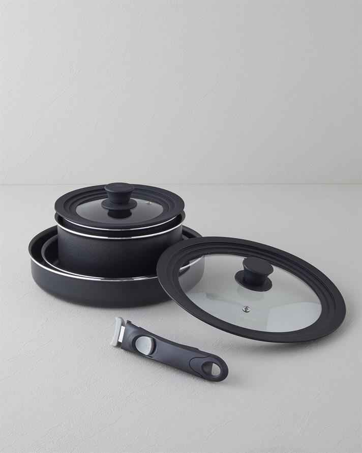 ClickEase 7 Parça Premium Tencere Seti 18-20-24-28 cm Siyah