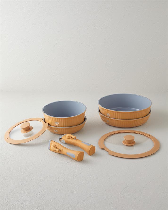 ClickEase CeraWell 8 Parça Tencere Seti 20 – 20 – 26 – 26 cm Hardal