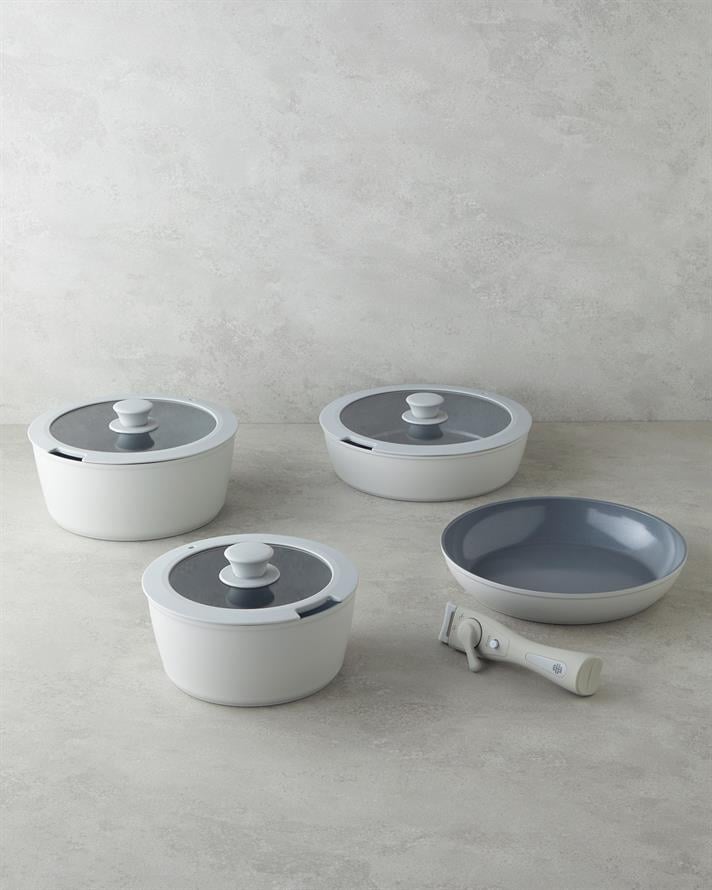 ClickEase CeraWell 8 Parça Tencere Seti 20-24-26-26 cm Gri