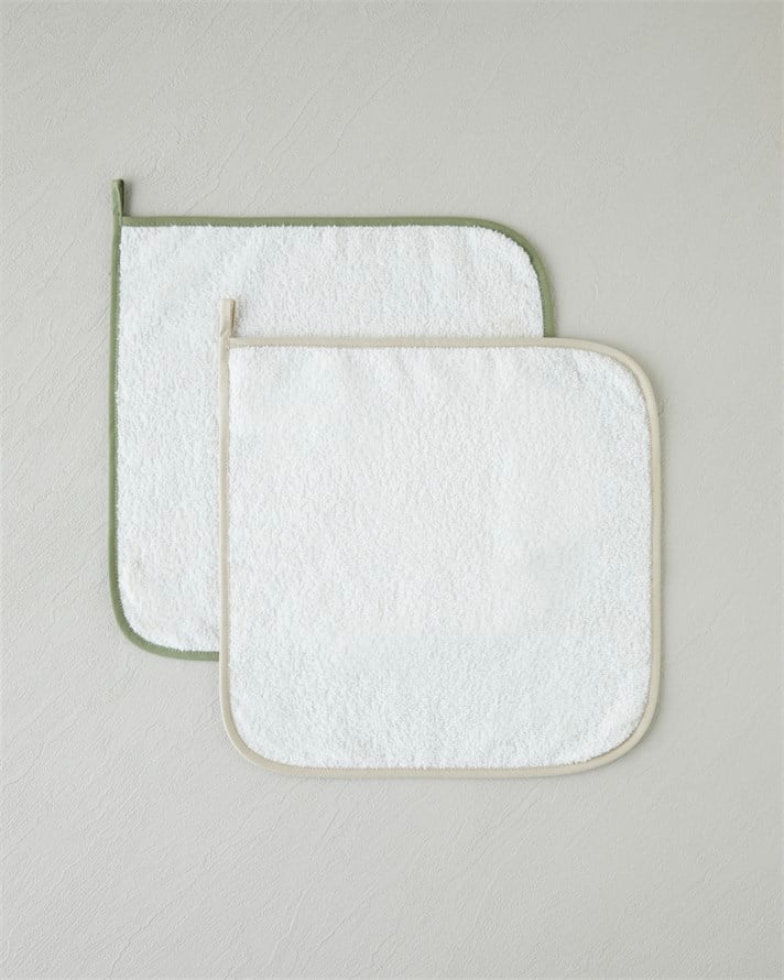 Cloud Touch Pamuk Polyester 2li Kurulama Bezi 30x30 cm Yeşil-Krem
