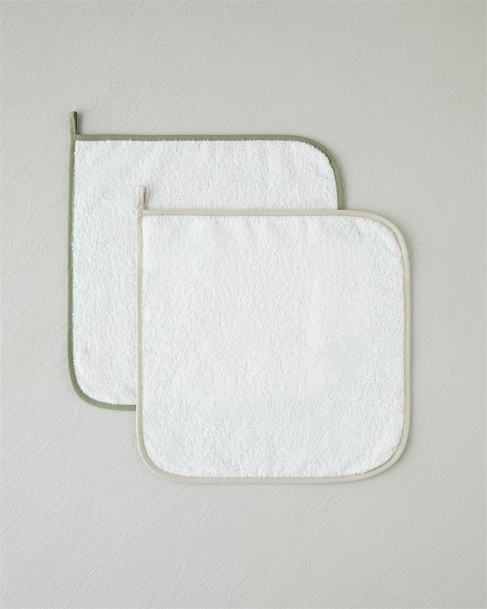 Cloud Touch Pamuk Polyester 2li Kurulama Bezi 30x30 cm Yeşil-Krem