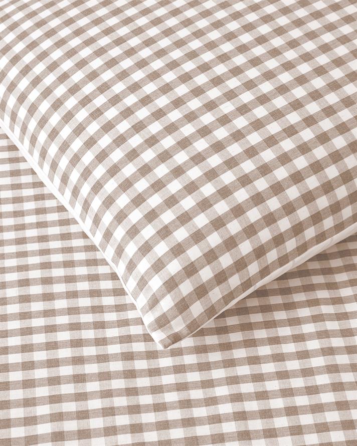 Clouded Grid İpliği Boyalı Çift Kişilik Nevresim Takımı 200x220 cm Bej