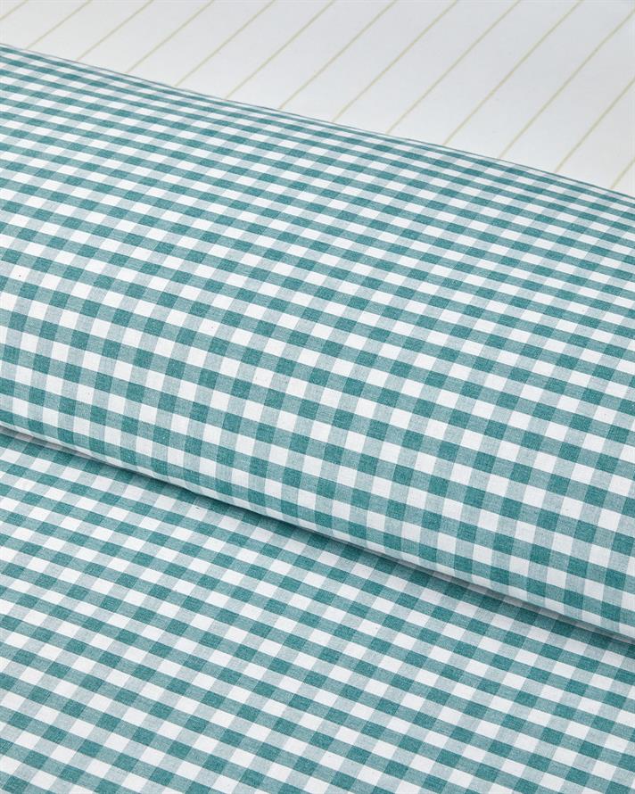 Clouded Grid İpliği Boyalı Çift Kişilik Nevresim Takımı 200x220 cm Koyu Yeşil