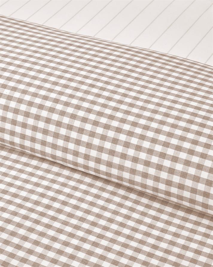 Clouded Grid İpliği Boyalı Çift Kişilik Nevresim Takımı 200x220 cm Bej