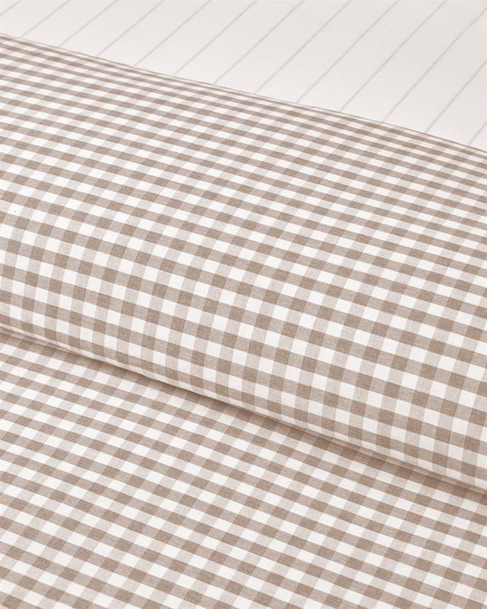 Clouded Grid İpliği Boyalı Tek Kişilik Nevresim Takımı 160x220 cm Bej