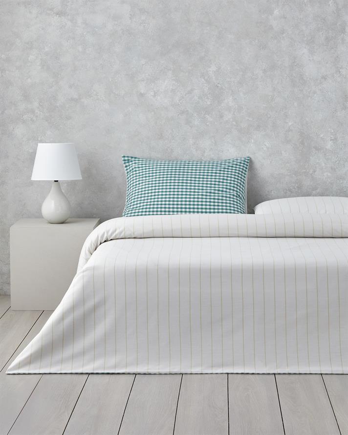 Clouded Grid İpliği Boyalı Tek Kişilik Nevresim Takımı 160x220 cm Koyu Yeşil