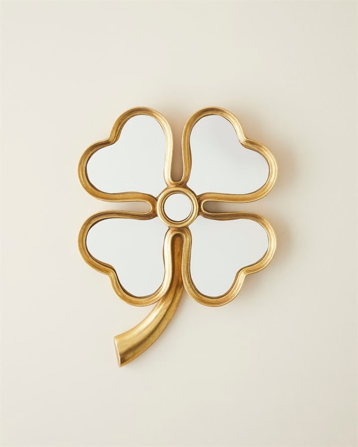 Clover Polyresin Duvar Aksesuarı Gold