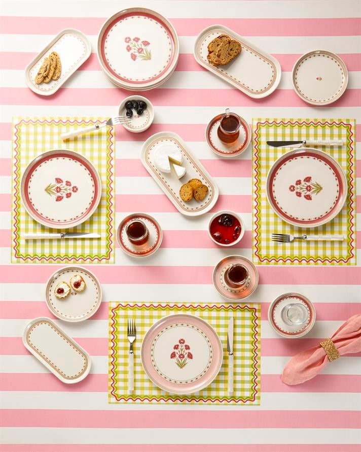 Cloves Seramik Kahvaltı Takımı 32 parça 6 kişilik Pembe