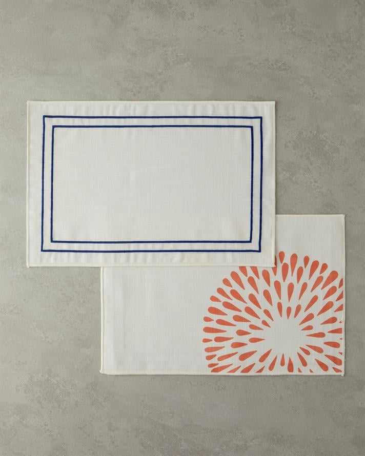 Arzu Sabancı Leap Polyester 2li Amerikan Servis 30x45 cm Krem-Turuncu