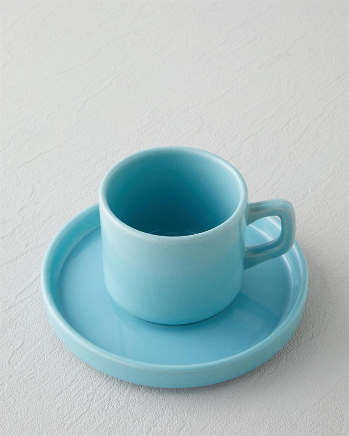 Coastal Bliss Seramik 4 Parça 2 Kişilik Çay Fincanı Takımı 184 ml Açık Mavi