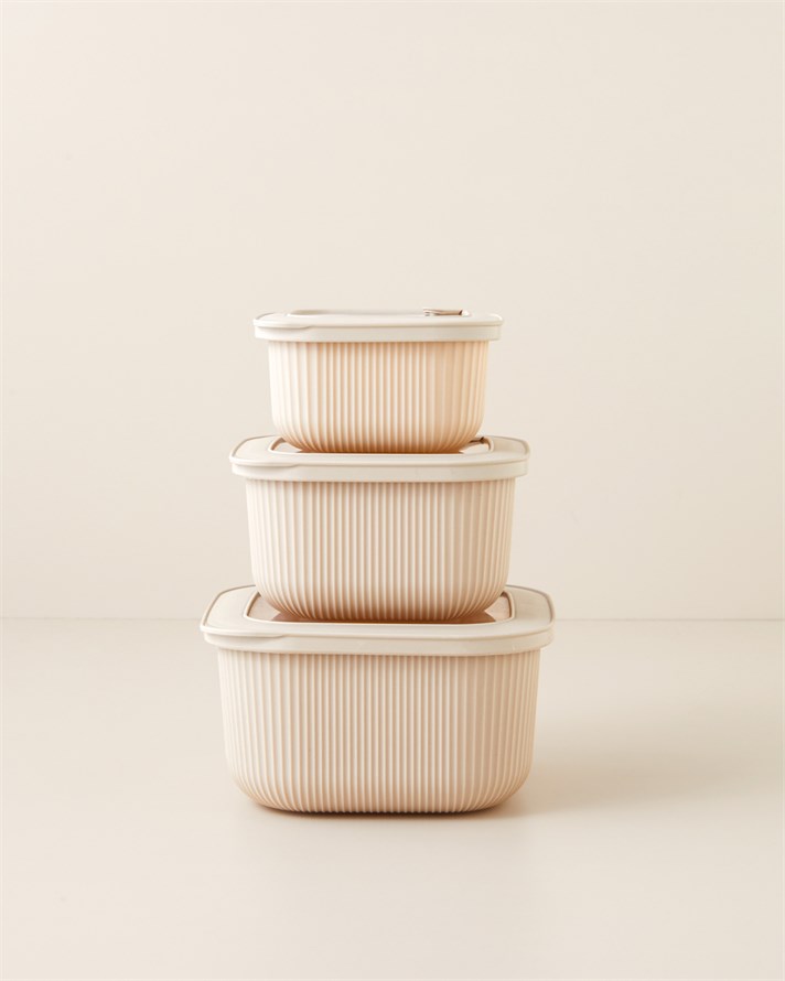 Colade 3lü Saklama Kabı 0,60x1,10x1,84 Lt Krem