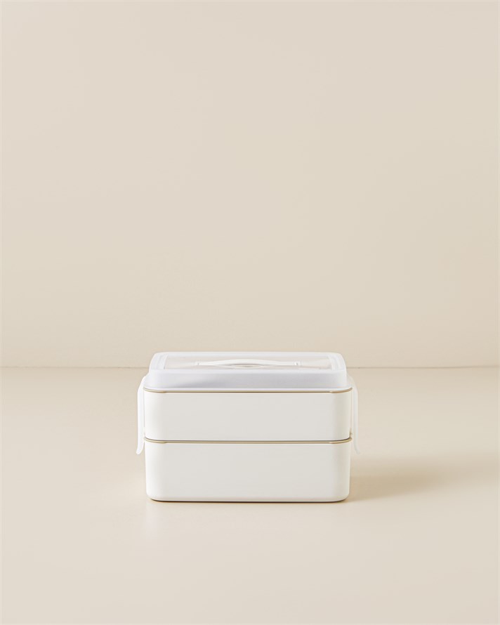 Collotte Plastik 4 Parça Lunch Box Saklama Kabı 10,5x17 cm Krem