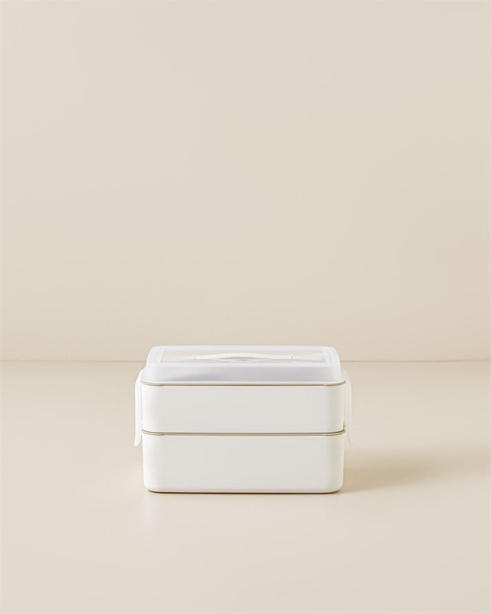 Collotte Plastik 4 Parça Lunch Box Saklama Kabı 10,5x17 cm Krem
