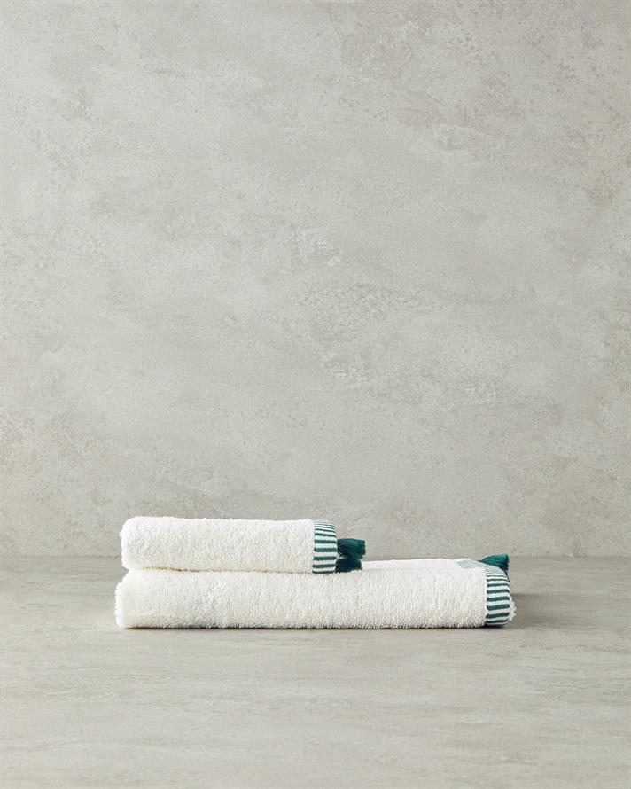 Colorful Lines Pamuklu El Havlusu Ekru - Yeşil