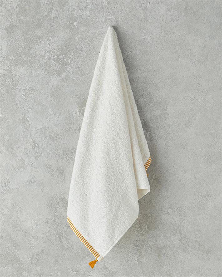 Colorful Lines Pamuklu Yüz Havlusu 50x80 cm Ekru-Sarı