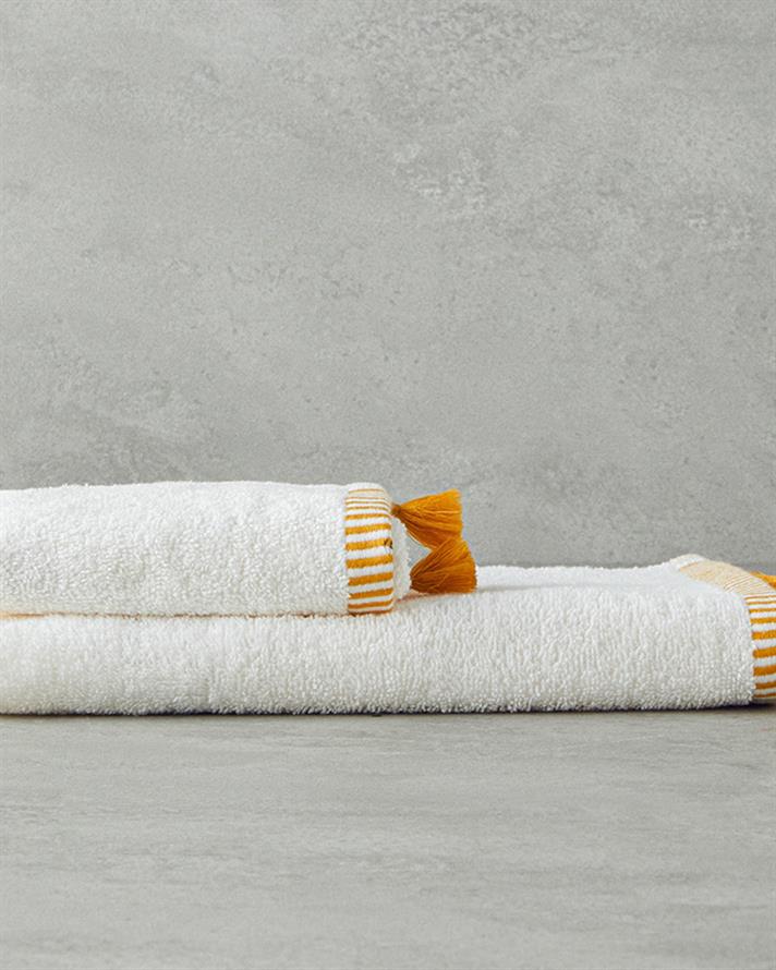 Colorful Lines Pamuklu Yüz Havlusu 50x80 cm Ekru-Sarı