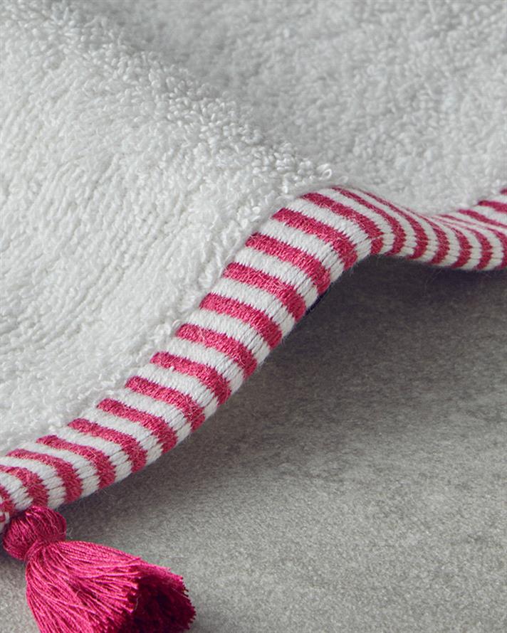Colorful Lines Pamuklu Yüz Havlusu 50x80 cm Ekru-Fuşya