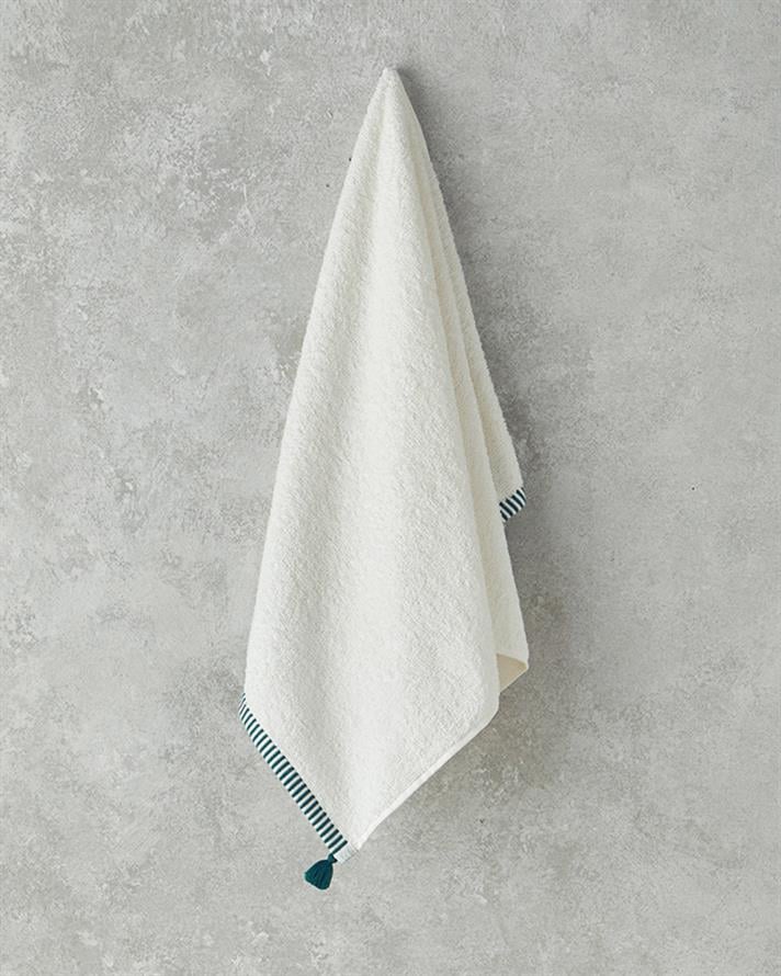 Colorful Lines Pamuklu Yüz Havlusu 50x80 cm Ekru - Yeşil