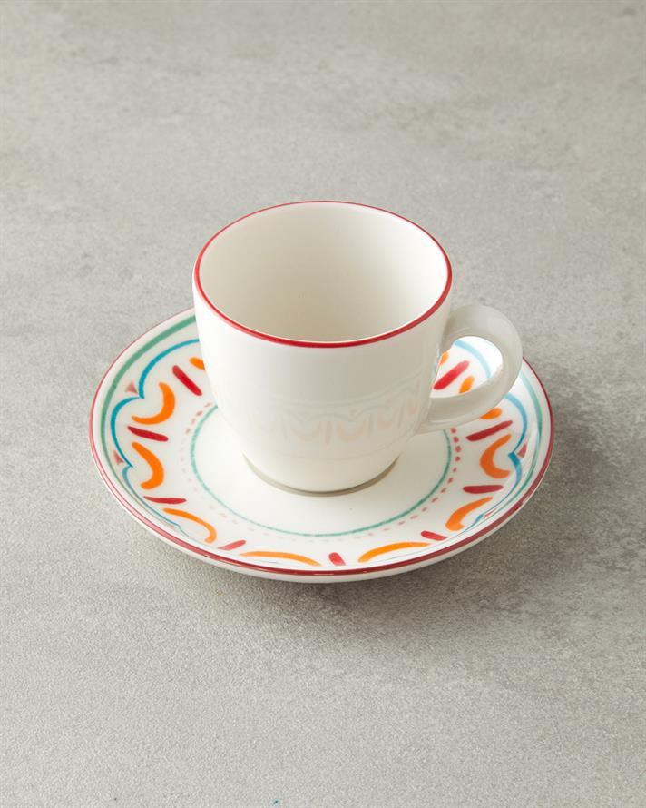 Colorful Lines Porselen 4 Parça 2 Kişilik Kahve Fincan Takımı 90 ml Renkli