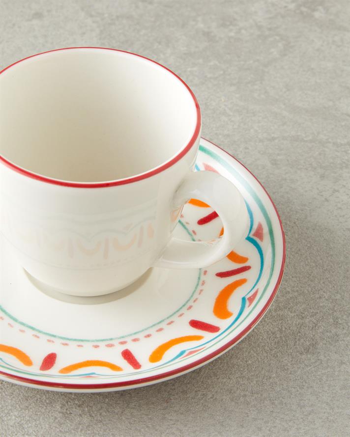 Colorful Lines Porselen 4 Parça 2 Kişilik Kahve Fincan Takımı 90 ml Renkli