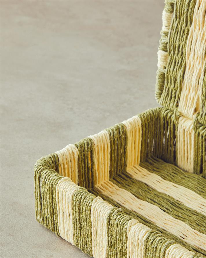 Colorful Striped Kağıt İp Dekoratif Kutu Natural Yeşil