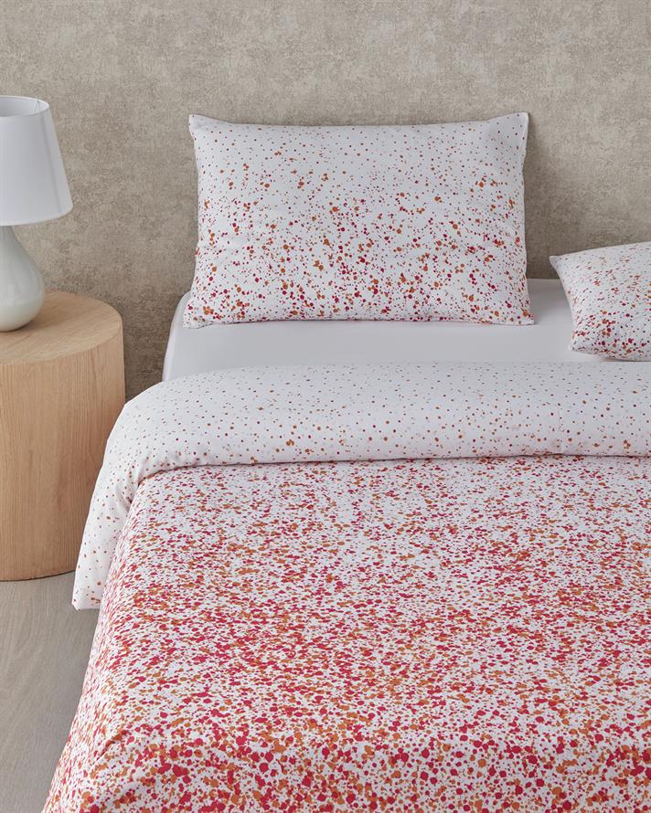 Colors Dance Kolay Ütülenir Çift Kişilik Çarşaflı Nevresim Takımı 200x220 cm Fuşya-Turuncu