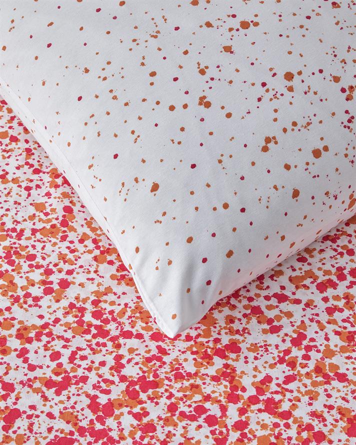 Colors Dance Kolay Ütülenir Çift Kişilik Çarşaflı Nevresim Takımı 200x220 cm Fuşya-Turuncu