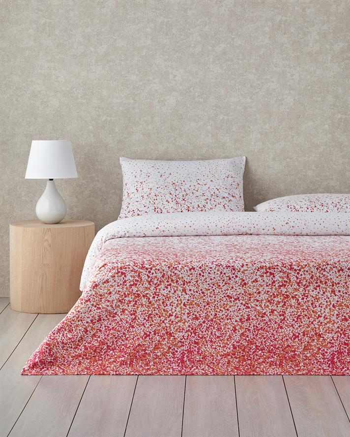 Colors Dance Kolay Ütülenir Tek Kişilik Çarşaflı Nevresim Takımı 160x220 cm Fuşya-Turuncu