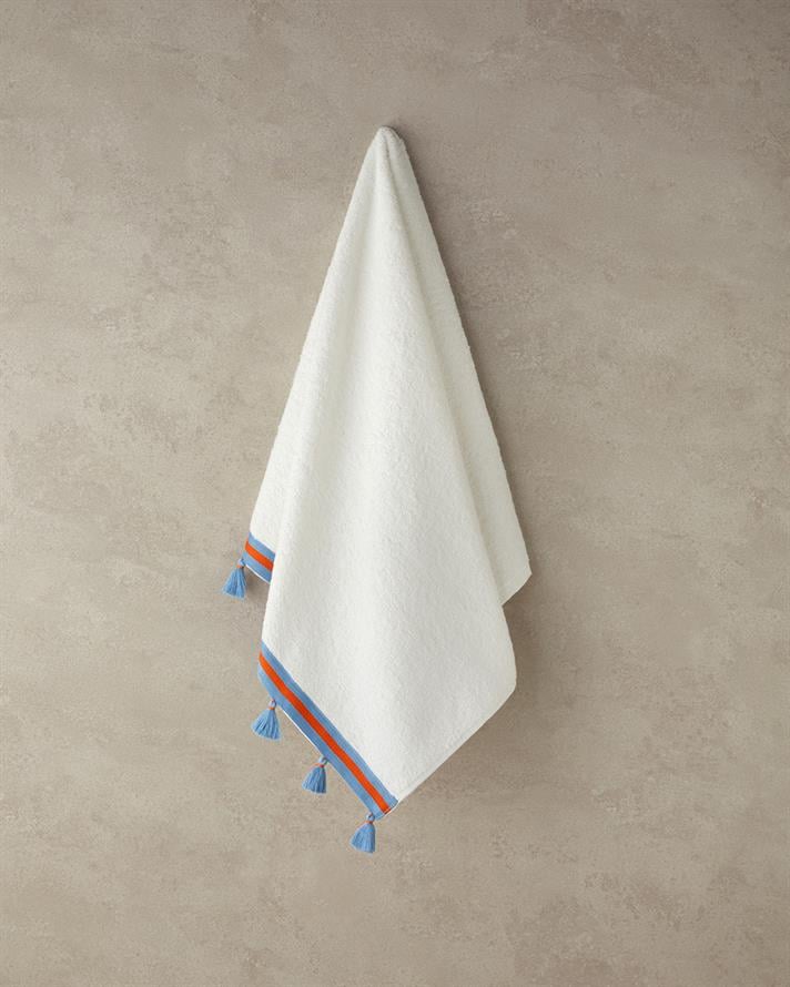 Colory Tuft Pamuklu Püsküllü Yüz Havlusu 50x80 cm Ekru