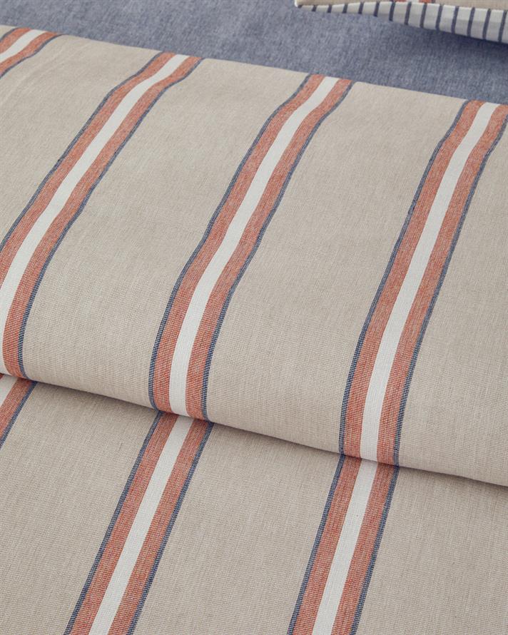 Cool Stripe İpliği Boyalı Çift Kişilik Nevresim Takımı 200x220 cm Terracota - Bej