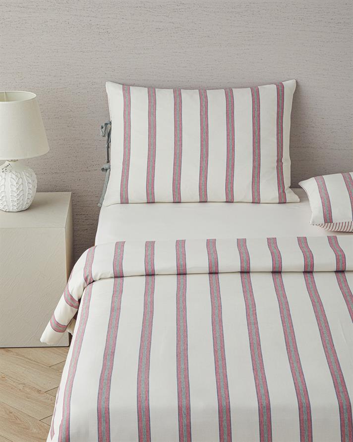 Cool Stripe İpliği Boyalı Çift Kişilik Çarşaflı Nevresim Takımı Bordo-Yeşil