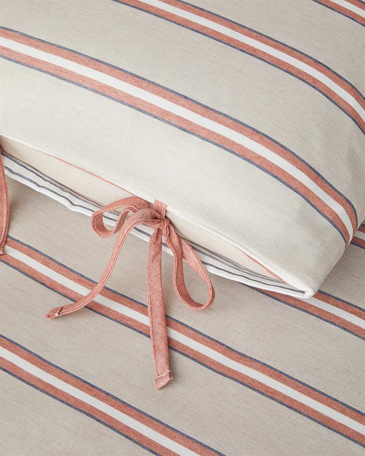 Cool Stripe İpliği Boyalı Tek Kişilik Nevresim Takımı 160x220 cm Terracota - Bej