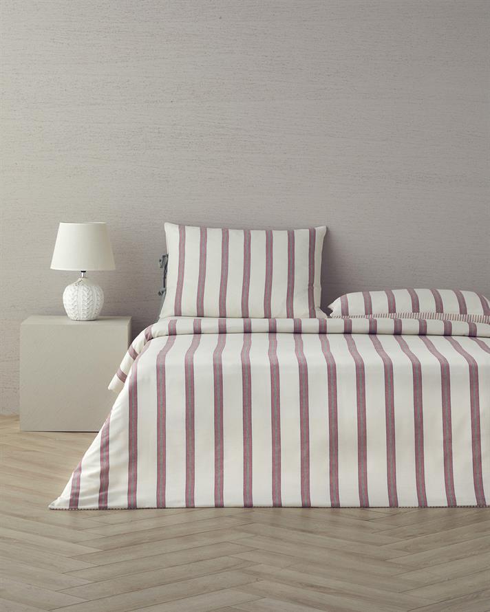 Cool Stripe İpliği Boyalı Tek Kişilik Nevresim Takımı 160x220 cm Bordo-Yeşil