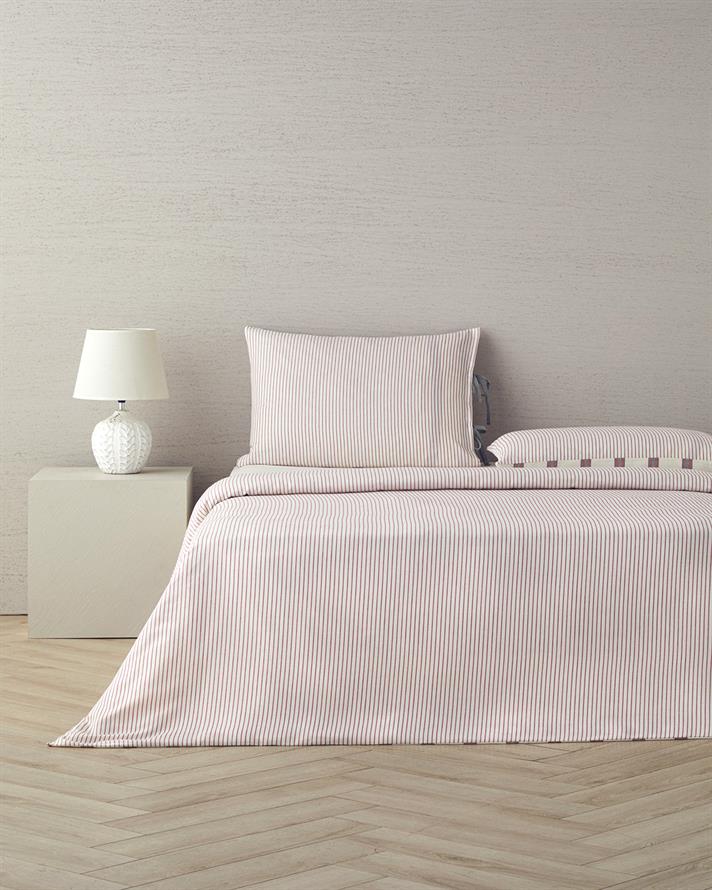 Cool Stripe İpliği Boyalı Tek Kişilik Nevresim Takımı 160x220 cm Bordo-Yeşil