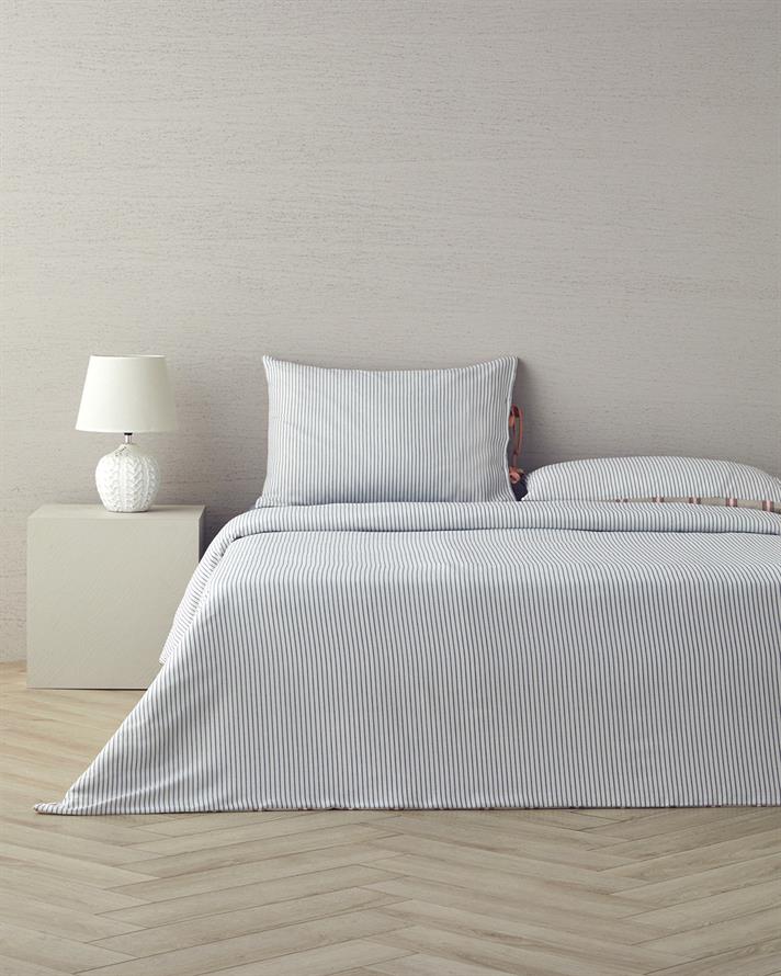 Cool Stripe İpliği Boyalı Tek Kişilik Nevresim Takımı 160x220 cm Terracota - Bej