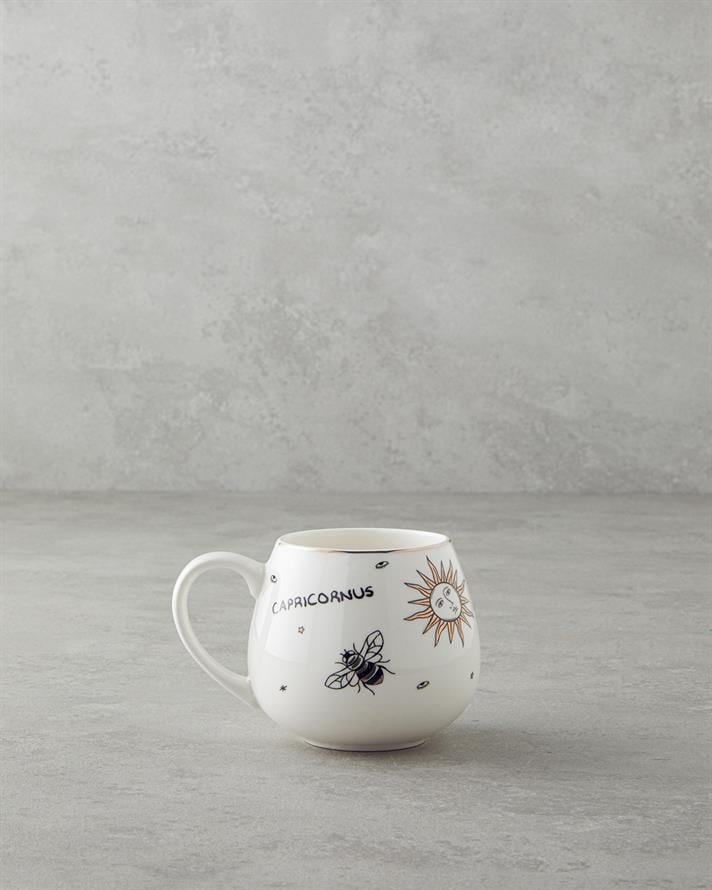 Copricornus New Bone China Kupa 325 ml Siyah-Beyaz-Gold
