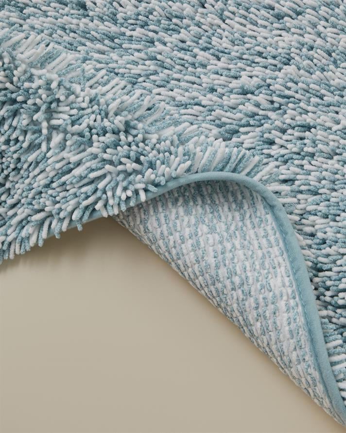 Corallo Kaydırmaz Taban Banyo Paspası Seti 60x90 + 40x60 cm Mavi-Beyaz
