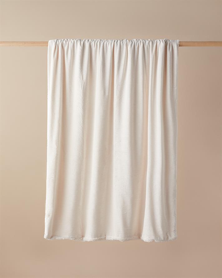 Corduroy Sherpa Kadife Tv Battaniye 120x160 cm Krem