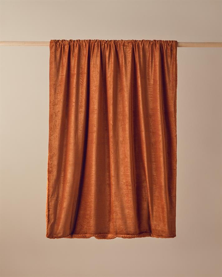Corduroy Sherpa Kadife Tv Battaniye 120x160 cm Yanık Portakal