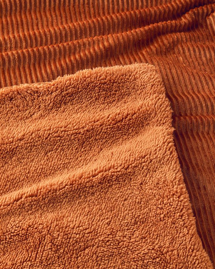 Corduroy Sherpa Kadife Tv Battaniye 120x160 cm Yanık Portakal