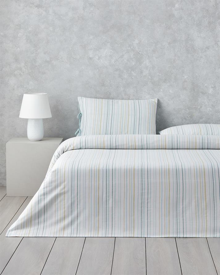 Cosmic Line İpliği Boyalı Tek Kişilik Nevresim Takımı 160x220 cm Seledon