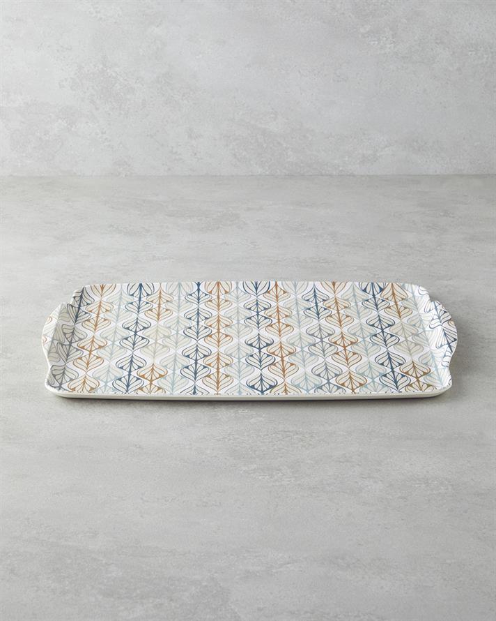 Cosy Stripe Melamin Kaydırmaz 2li Tepsi 42x31 cm + 25x38 cm Mavi